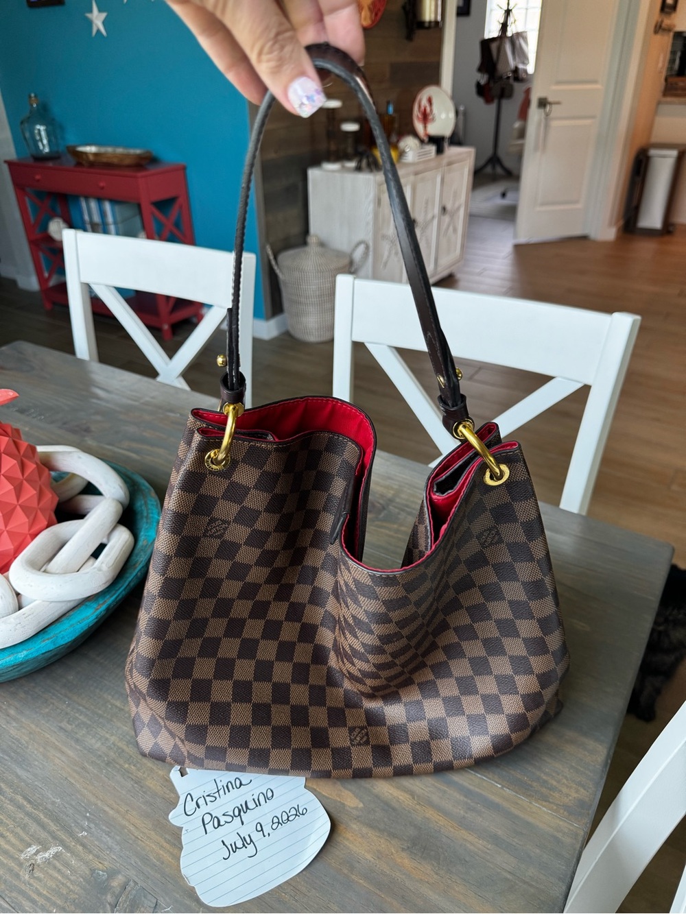 Louis Vuitton Graceful MM Damier Ebene Handbag Purse RARE AND DISCONTINUED - Picture 7 of 8